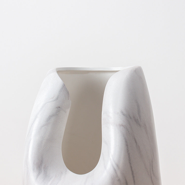 Simple Ceramics, Marbled White Ceramic Vase, Home Decoration