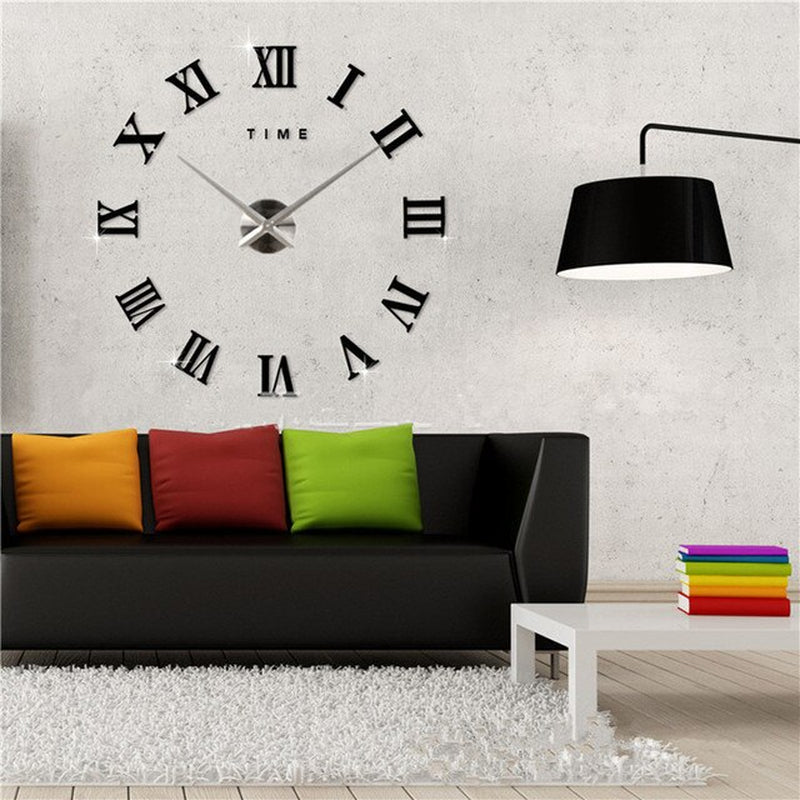 DIY Wall Clock 3D Roman Word Large Wall Clock Living Room Watch Modern Quartz Minimalist Wall Sticker Clock Home Decor 2023 New