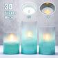 Green Sandblasted Flameless Candles Ocean Theme Glass Tube LED Candles Remote - Real Wax Battery Operated Pillar Candles for Home Party Weddings Christmas Decor - Set of 3