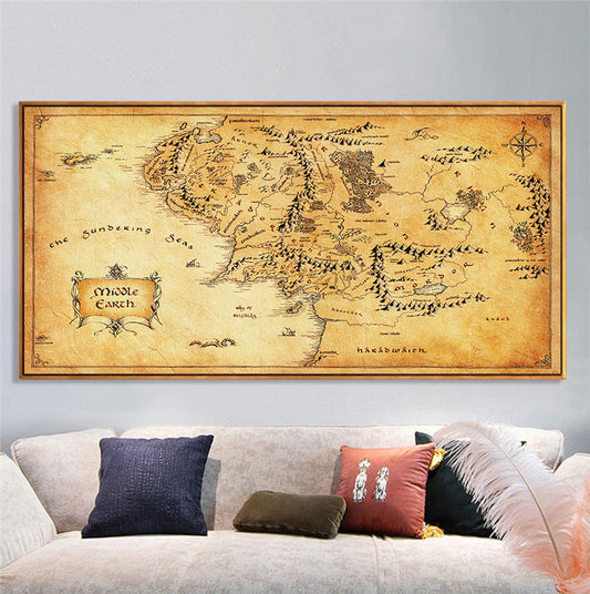 Vintage Style Movie Map Canvas Painting Home Decor